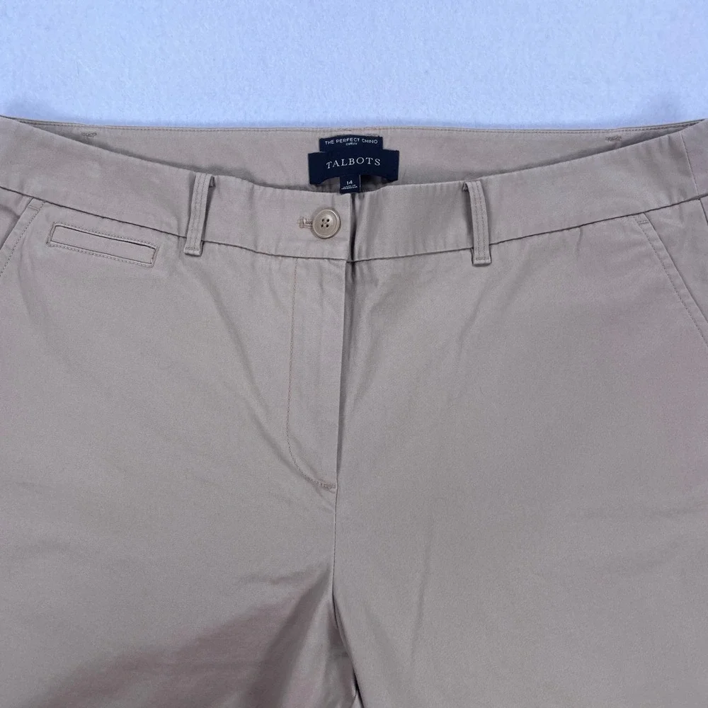 Talbots The Perfect Chino Curvy Tan Khaki Straight Leg Cotton Pants Womens 14